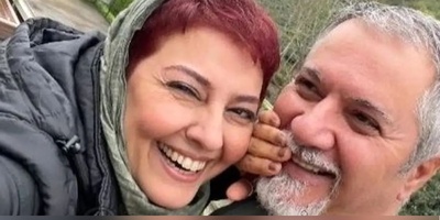 آناهیتا همتی 23 ساله در کنار جمشید مشایخی در پشت‌صحنه «بهشت گمشده»