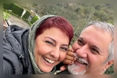 آناهیتا همتی 23 ساله در کنار جمشید مشایخی در پشت‌صحنه «بهشت گمشده»