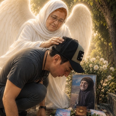 هق‌هق کنان بی‌پایان عموپورنگ بر مزار مادرش؛ نزدیک چهلم، داغ مادر دوباره تازه شد