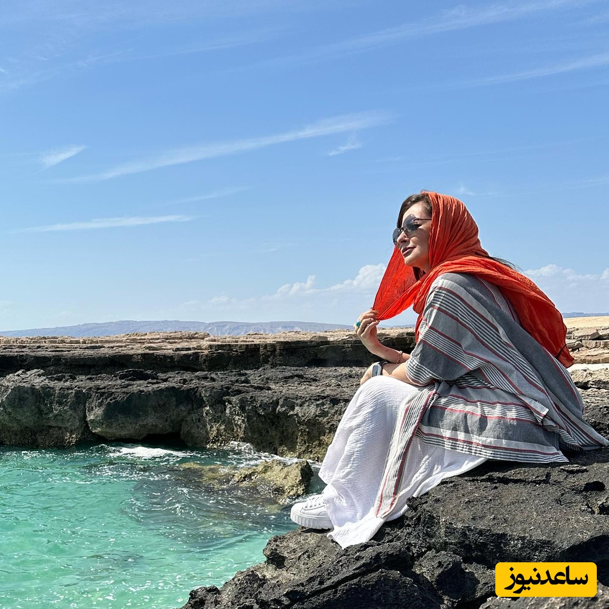 کیش گردی نفیسه روشن با استایلی خاص+ عکس/ اصلا بهش نمیاد 43 سالش باشه👌