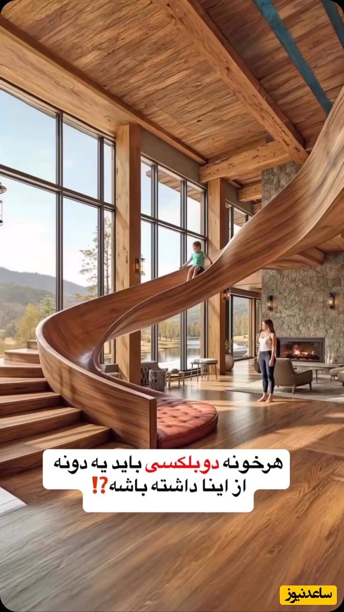 خلاقیت حماسه‌آفرین معمار برای طراحی سرسره بجای پله / هر خونه‌ دوبلکسی باید یدونه از اینا داشته باشه، بچه ها اینو ببینن عمرا از خونه بیرون برن + ویدئو