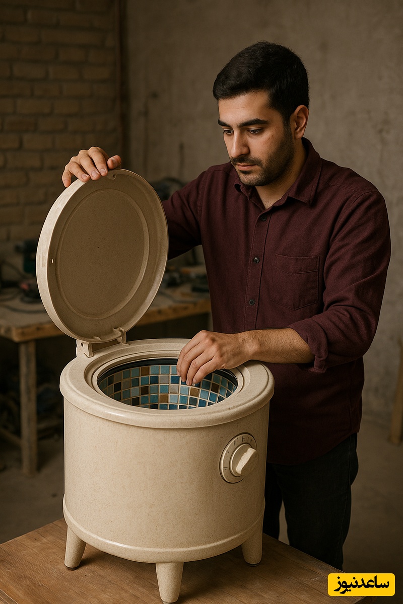 خلاقیت مشاغل؛ ابتکار تاریخی تعمیرکار خوش‌ذوق در ساخت لباسشویی با کفپوشی از سرامیک خانه +ویدیو/ بابا تو دیگه کی هستی؟، دست انیشتین رو بستی؟😉