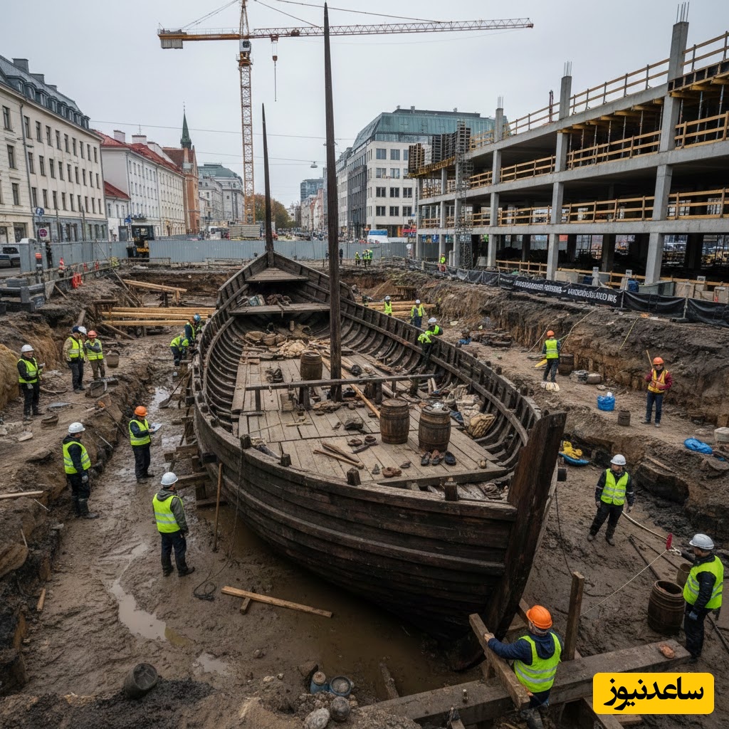 ویژه علاقه مندان به باستان شناسی: کشف کشتی 500 ساله از عمق 5 متری از زیر «پارکینگ عمومی»