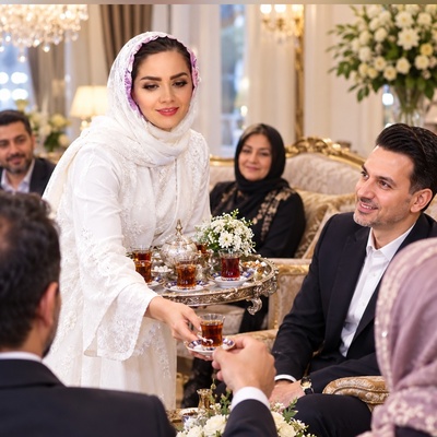 ببینید | شوخی که مبینا نصیری با سینی چای در مراسم خواستگاریش کرد، یخ مجلس رو آب کرد!