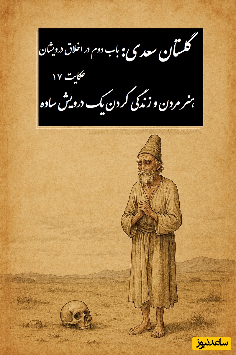 پندهای گلستان سعدی: هنر مردن و زندگی کردن یک درویش ساده / باب دوم در اخلاق درویشان حکایت شماره 17 + فایل صوتی و نسخه‌های قدیمی