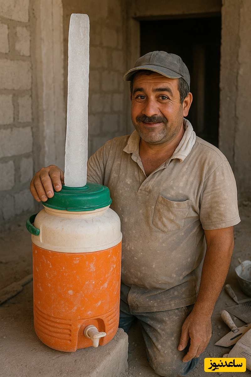 خلاقیت مشاغل: ابتکار خنده‌دار و منحصربفرد  گچ‌کار تشنه برای جا دادن یخ بزرگ داخل کلمن آب+عکس/ کار نشد نداره به معنای واقعی😂