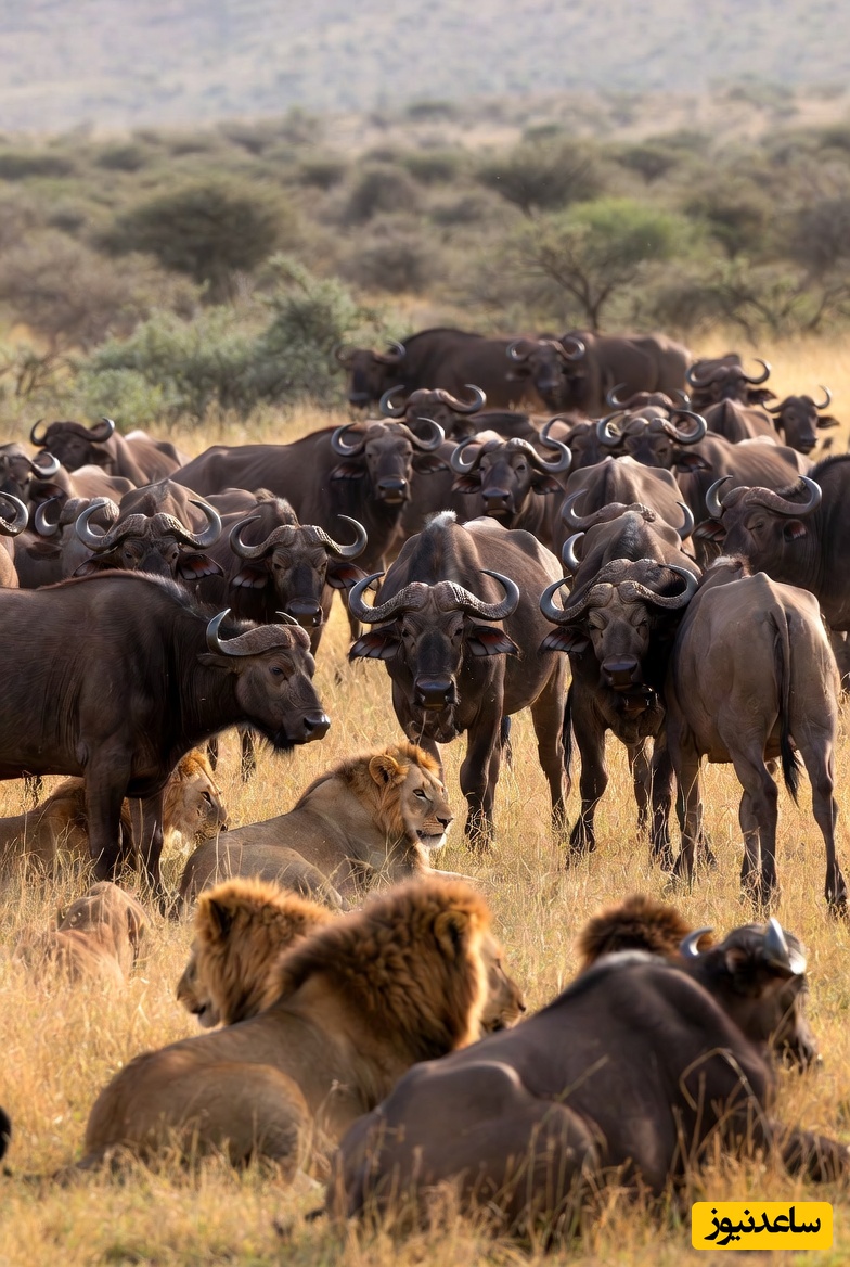 درس هایی از طبیعت؛ مستند حیات وحش/شکست شیرها در مقابل اتحاد دفاع گله گاومیش‌ها+فیلم