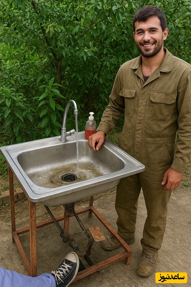 خلاقیت خنده‌دار و تحسین برانگیز پسر تبریزی در ساخت روشویی مخصوص باغ تاریخ ساز شد/بفرما تکنولوژی وطنی😂/ وقتی مکانیک هستی و کنارش کشاورزی رو هم ادامه میدی