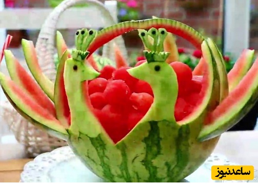 (ویدیو) میوه آرایی تزیین هندوانه برای شب یلدا (شماره 4)