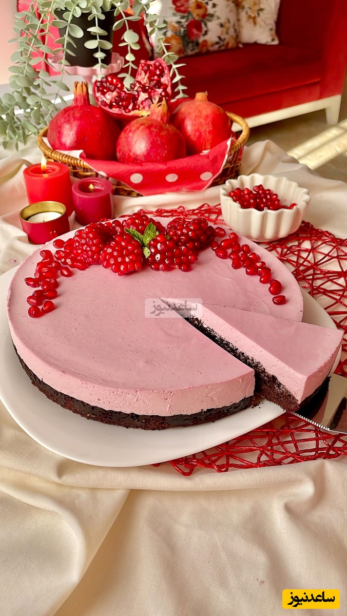دسرهای یلدایی؛ طرز تهیه موس کیک انار خوشمزه و عالی + ویدئو