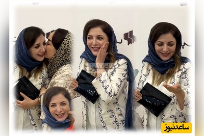 (فیلم) اتفاقی عجیب برای رویا میرعلمی؛ رژ لب یک خانم روی صورتش ماسید!