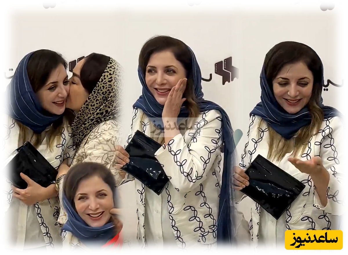 (فیلم) اتفاقی عجیب برای رویا میرعلمی؛ رژ لب یک خانم روی صورتش ماسید!