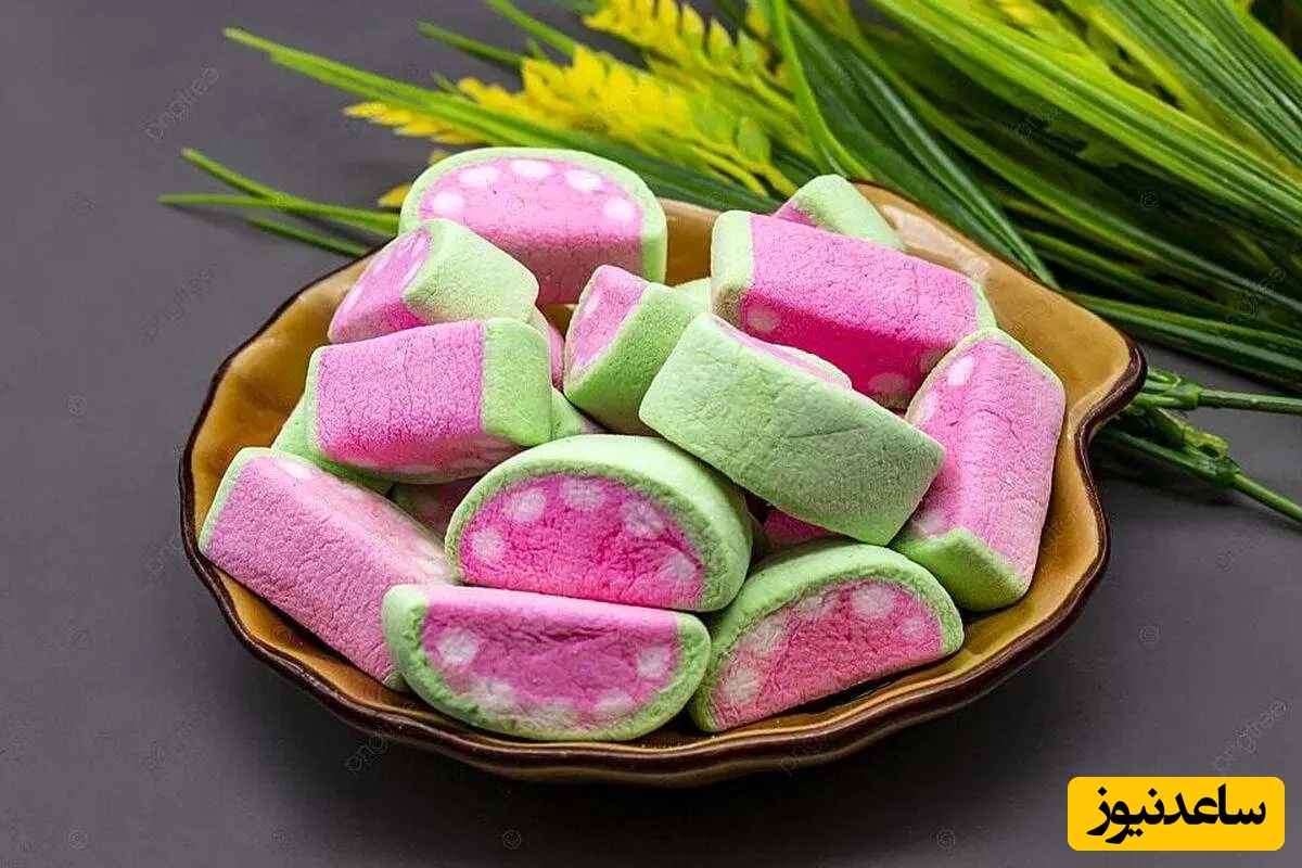 مارشمالو هندوانه‌ای یلدایی با 5 ماده ساده + فیلم آموزشی
