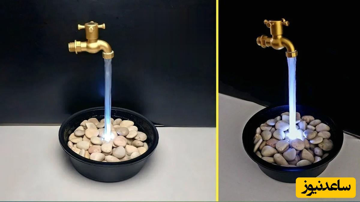 خلاقیت تحسین برانگیز مرد هنرمند برای ساخت آبنمای معلق و زیبا با هزینه کم / دکوری مدرن که بجای چراغ شب هم می‌تونید استفاده کنید، صداش لالایی میگه 😍