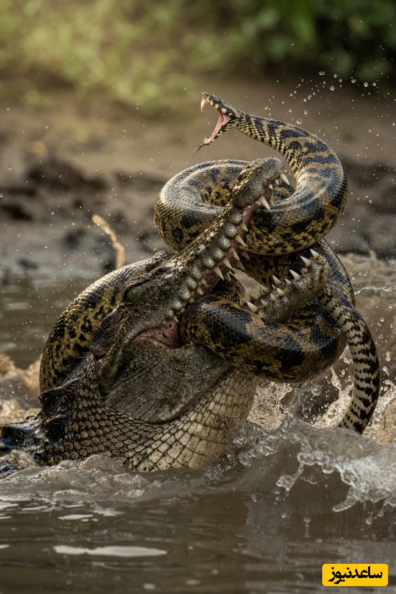 قانون جنگل؛ مستند حیات وحش/ نبرد تمساح و مار؛ دوئل در لجن‌زار+فیلم