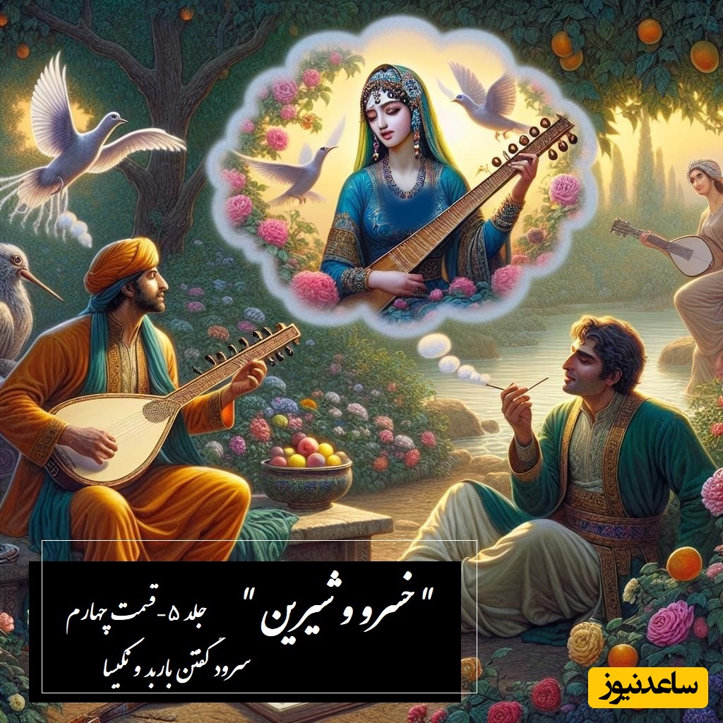 داستان عاشقانه خسرو و شیرین: سرود گفتن باربد و نکیسا از زبان شیرین و خسرو  / (جلد 5-قسمت چهارم) اثر نظامی گنجه‌ای + فایل صوتی