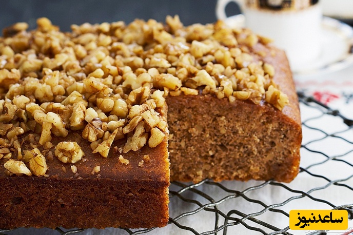 طرز تهیه کیک گردویی ساده+ ویدیو