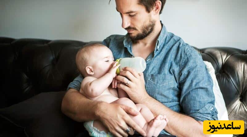 مردی که از سینه خود به فرزندش شیر می دهد!!!😐+عکس