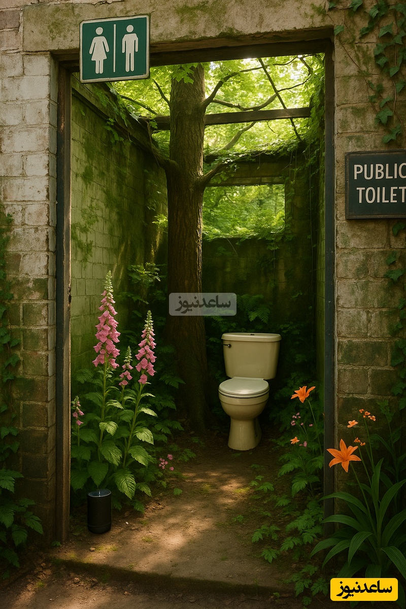 خلاقیت حماسه‌آفرین شهرداری برای تبدیل توالت عمومی به جنگل و فضای شاعرانه، موزیک ریلکسینگ هم در حال پخشه / دیگه کی روش میشه اینجا دستشویی بره؟ 😂