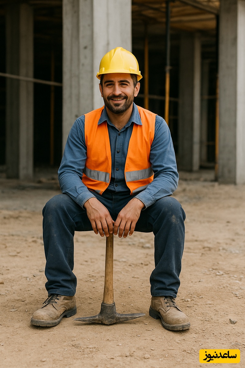 خنده‌دارترین عکس قرن؛ خلاقیت باورنکردنی کارگر بااستعداد در تبدیل کلنگ به صندلی و خستگی در کردن!+عکس/ استاد شمایی بقیه اداتو درمیارن👌