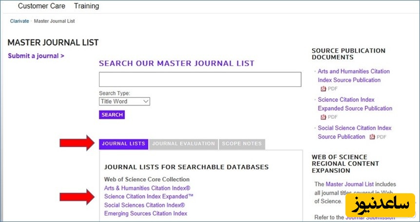 لیست مجلات زیر مجموعه هر نمایه در مستر ژورنال لیست