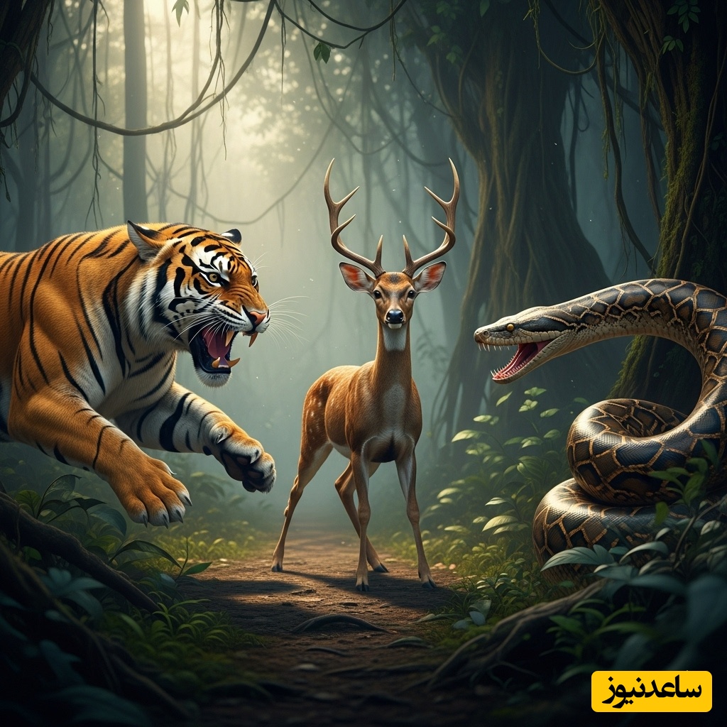 (ویدئو) مستند حیات وحش حیوانات/ راز بقا، این داستان: آهویی که از چنگال ببر به آغوش مار پناه برد...