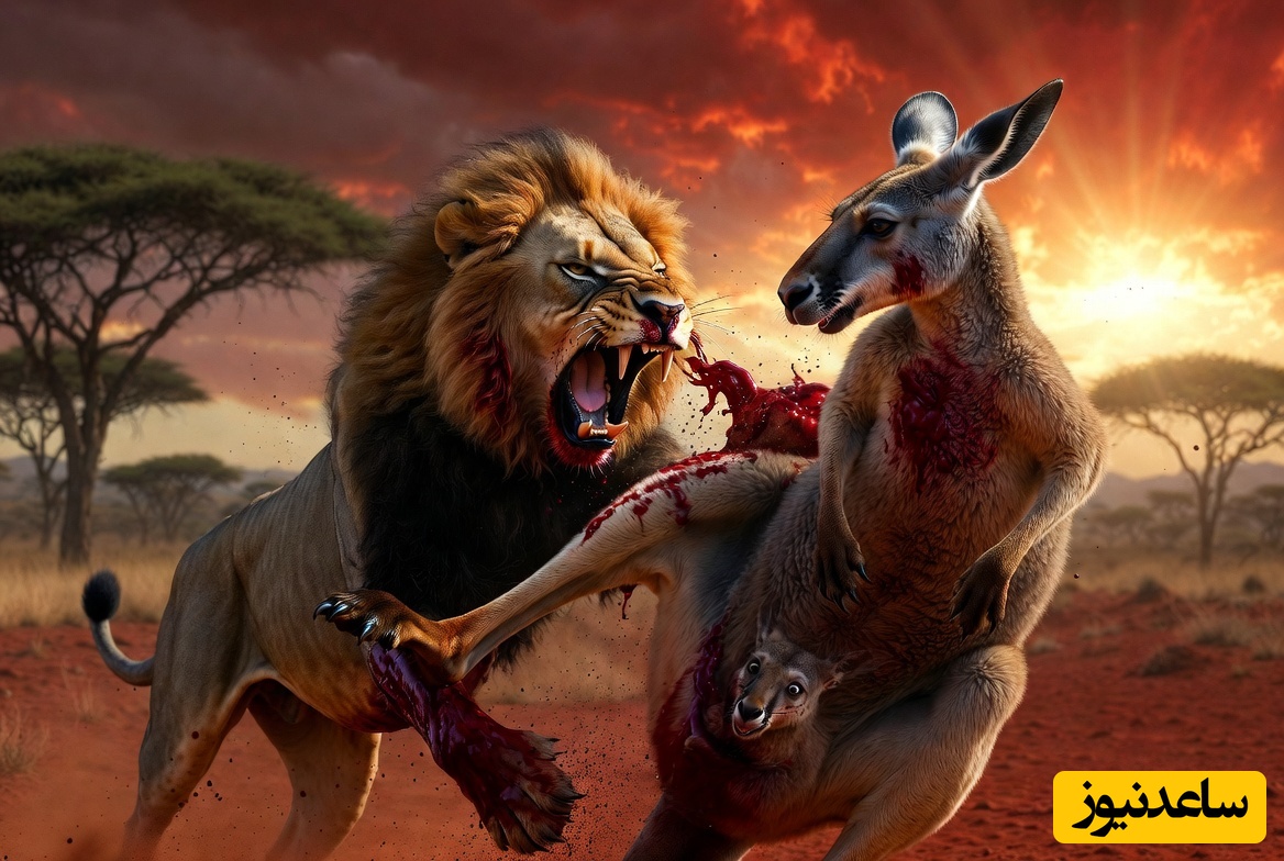 (ویدئو) مستند حیات وحش حیوانات/ ماجرای امروز: پایان عجیب یک شکار؛ آیا شیر توانست حریف ضربات مهلک کانگورو شود؟