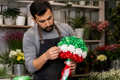 ببینید و ذوق کنین| شاهکار گلفروش خوش‌ذوق در ساخت دسته‌گل برای عروس خانم با روبان‌هایی به رنگ پرچم ایران/ حلال اولسون😍