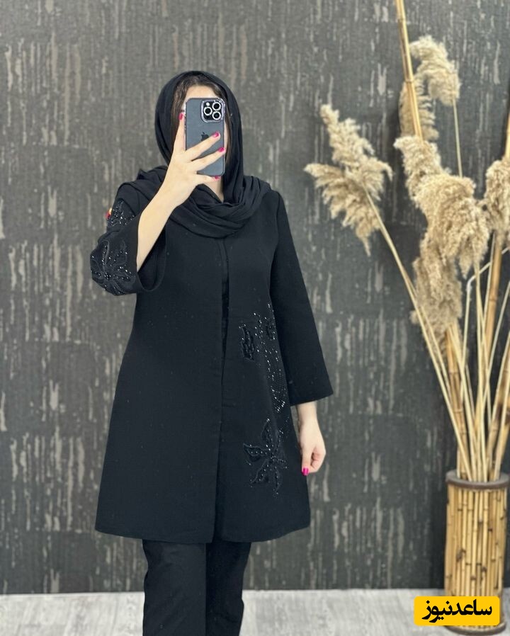 نمونه‌ای از شیک‌ترین مانتوهای مشکی مجلسی و مزونی برای استایل خیابانی
