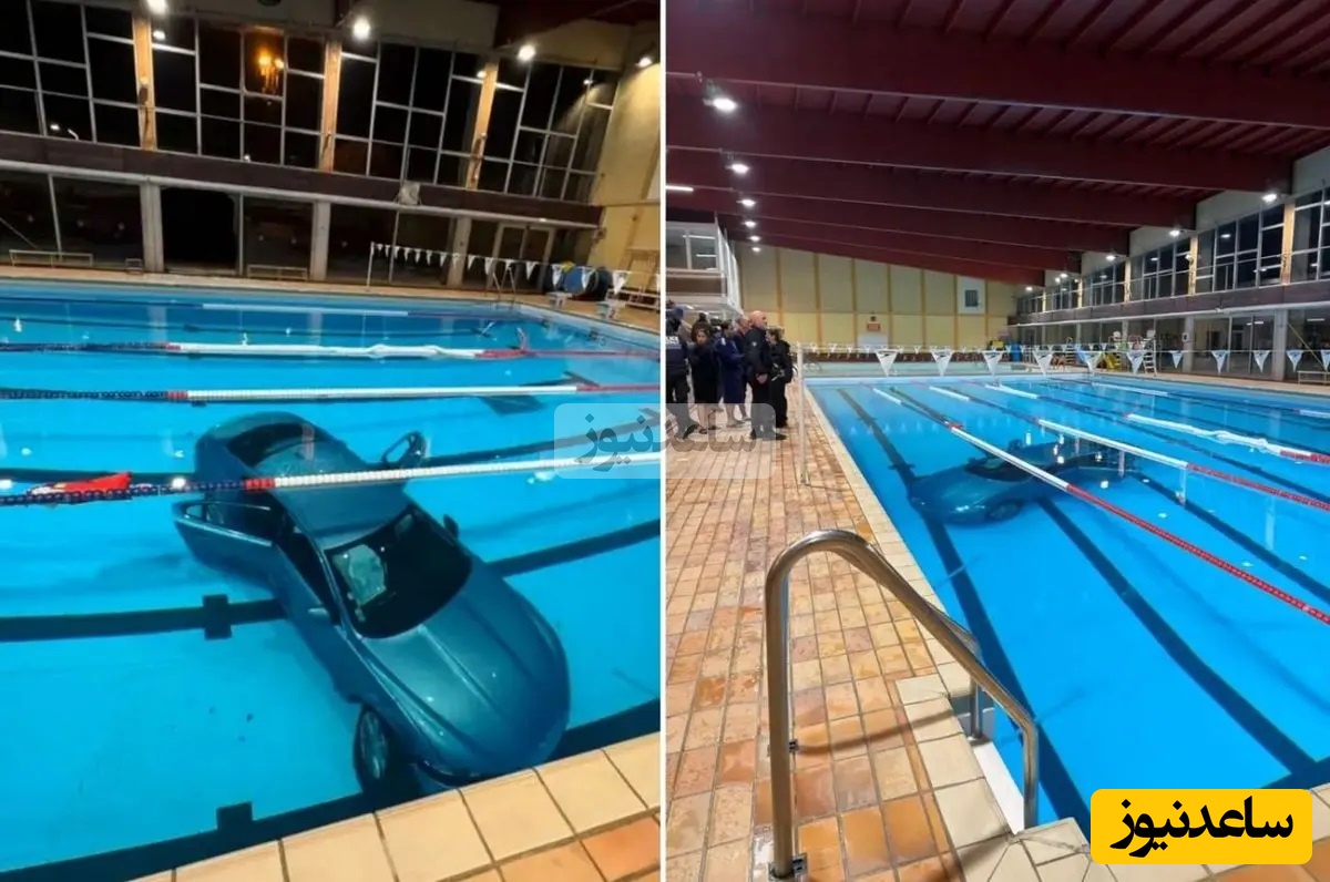 زنی با ماشین و دختر 5 ساله اش به استخر عمومی پرید!