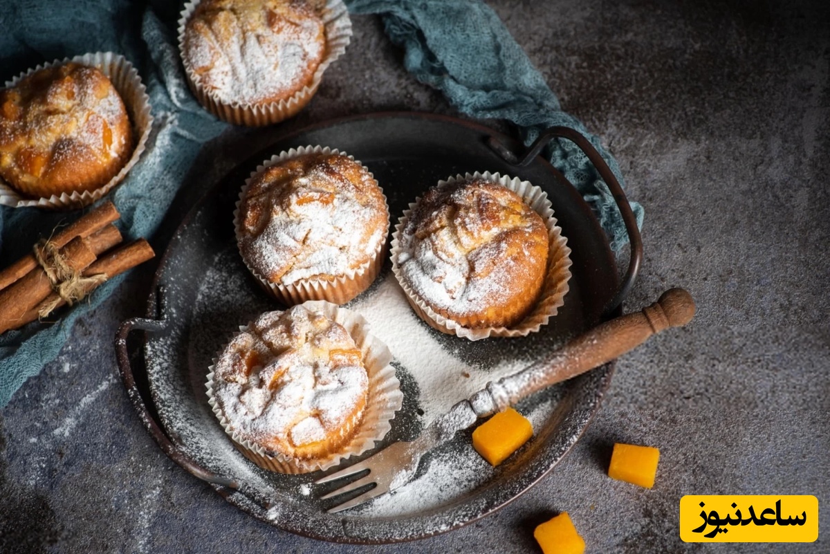 طرز تهیه مافین خرمالو با شیره انگور کاملا سالم و رژیمی و بدون تخم مرغ + ویدئو