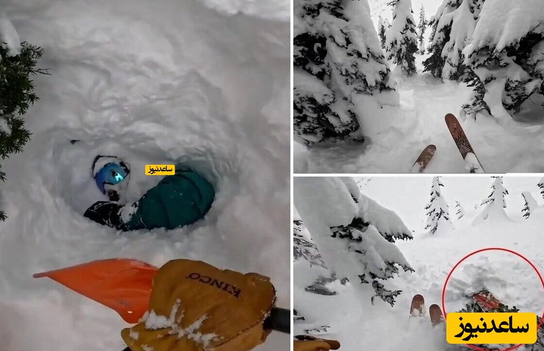 (فیلم) نجات دراماتیک اسنوبردسواری که زنده به گور شده بود
