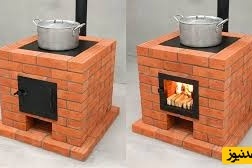 خلاقیت اوستا بنا برای ساخت اجاق چوبی در فضای باز از آجر قرمز و سیمان / هر خونه‌ای حتما باید یدونه از اینا داشته باشه