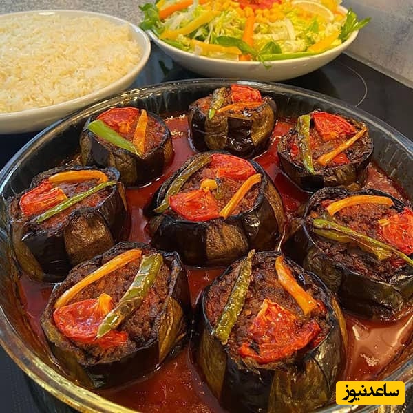 راحت ترین روش طرز تهیه بادمجان شکم پر، یه بار امتحانش کنی عاشقش میشی + فیلم
