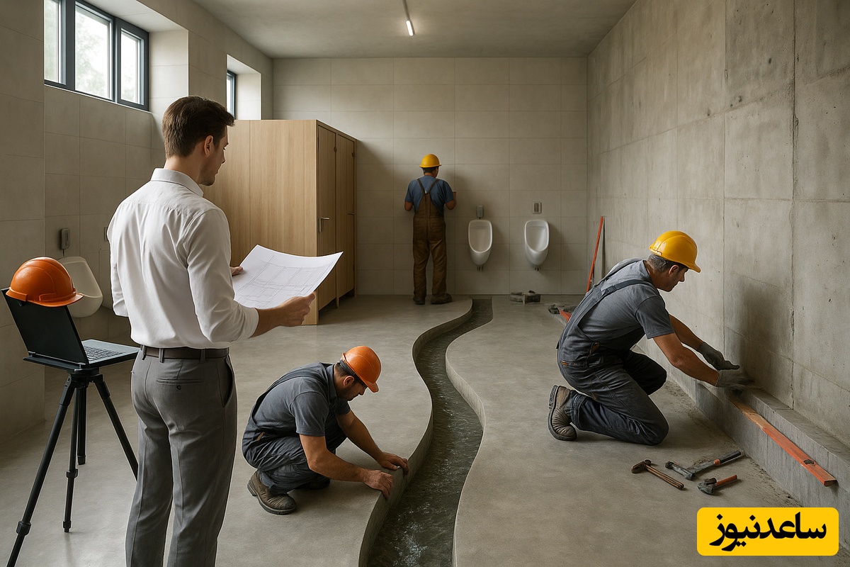 خلاقیت مشاغل؛ ابتکار عجیب و غریب معمار باسابقه در طراحی سرویس بهداشتی دانشگاه با  جوی آبی که از وسط سرویس رد میشه+ویدیو/ وضعیت شما بعد دیدن این صحنه:😐😐