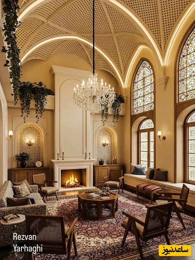 نگاهی به طراحی منحصربفرد خانه‌ای به سبک معماری سنتی ایرانی / اینجا کاشی‌ها و پنجره‌ها با آدم حرف میزنند + عکس
