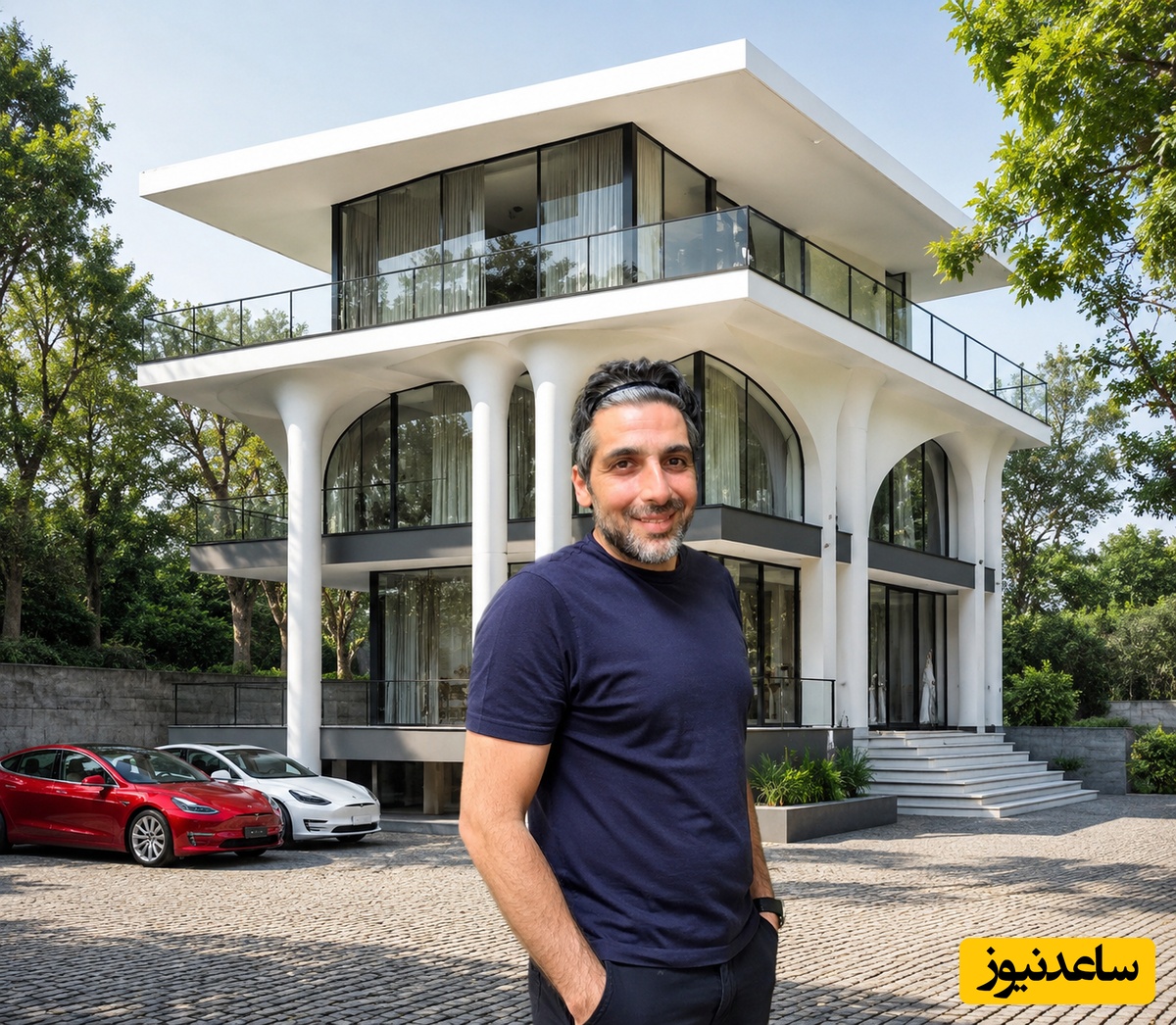 معماری خیره‌کننده ویلای لاکچری حمید گودرزی، نادرِ سریال دلدادگان؛ از نمای مدرن و استخری رو به کوه تا تا نورپردازی‌های خیره‌کننده+فیلم و عکس