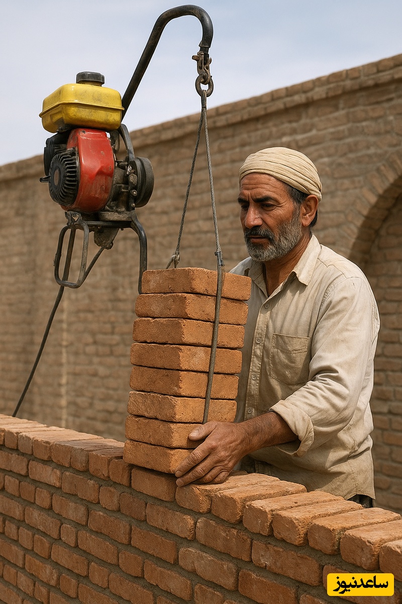 خلاقیت خنده‌دار و تحسین برانگیز اوستا بنای تبریزی در حمل آجر شاهکاریه برای خودش/داداش خلاق تویی بقیه اداتو درمیارن/بفرما تکنولوژی وطنی😂
