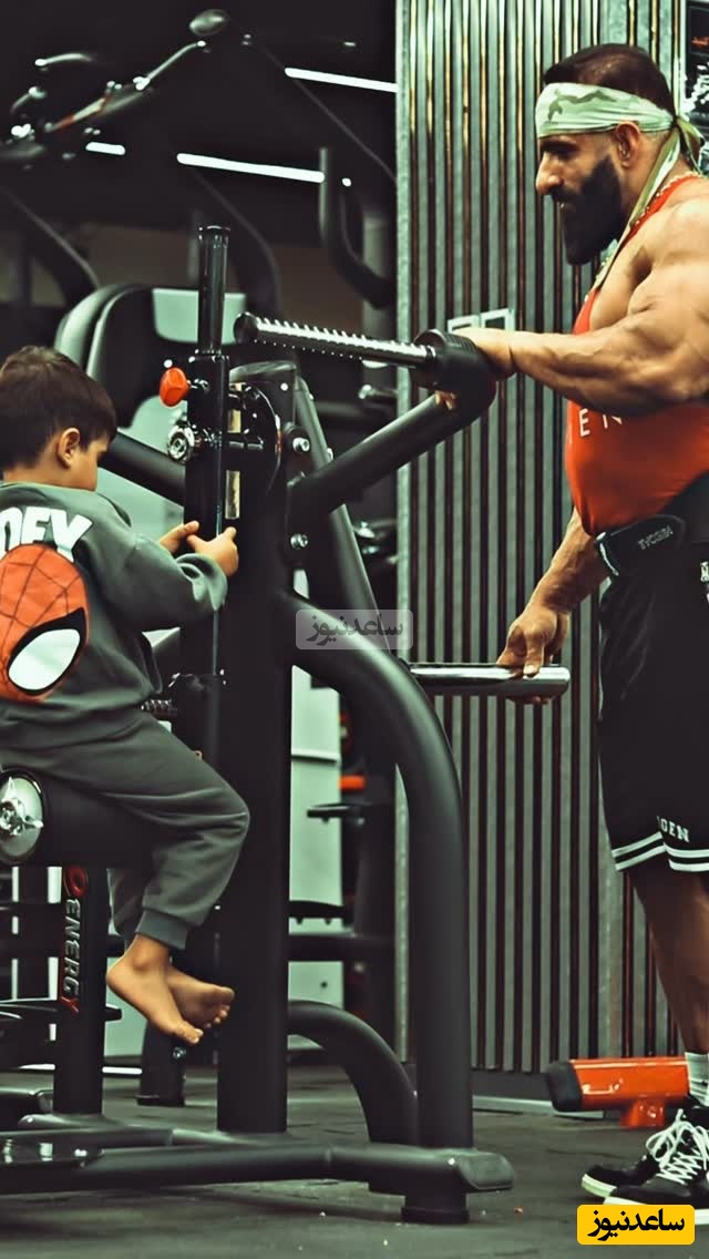 پدرانه های هادی چوپان برای پسرش + فیلم / با این حجم از عضله نشون داد قلبش مهربونه