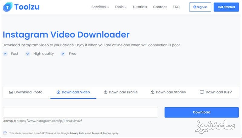 پوستر سایت دانلود از اینستاگرام toolzu 