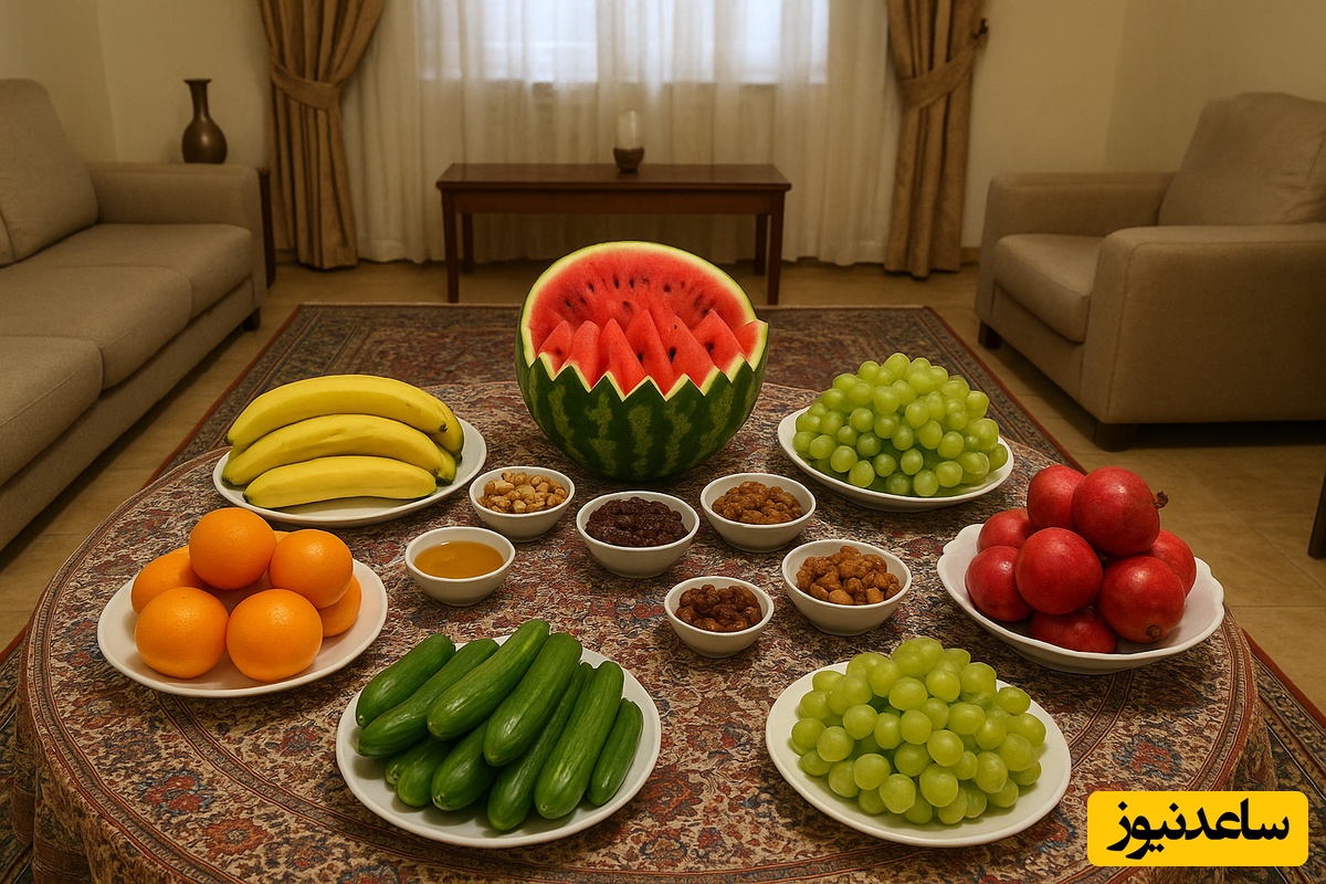 خلاقیت مادرشوهرپسند تازه‌عروس برای تزئین سفره شب‌نشینی با انواع میوه‌ها حسابی توی چشم مهمونا اومد+عکس/ یاد بگیرید ببینین موزها رو چطور دیزاین کرده😍