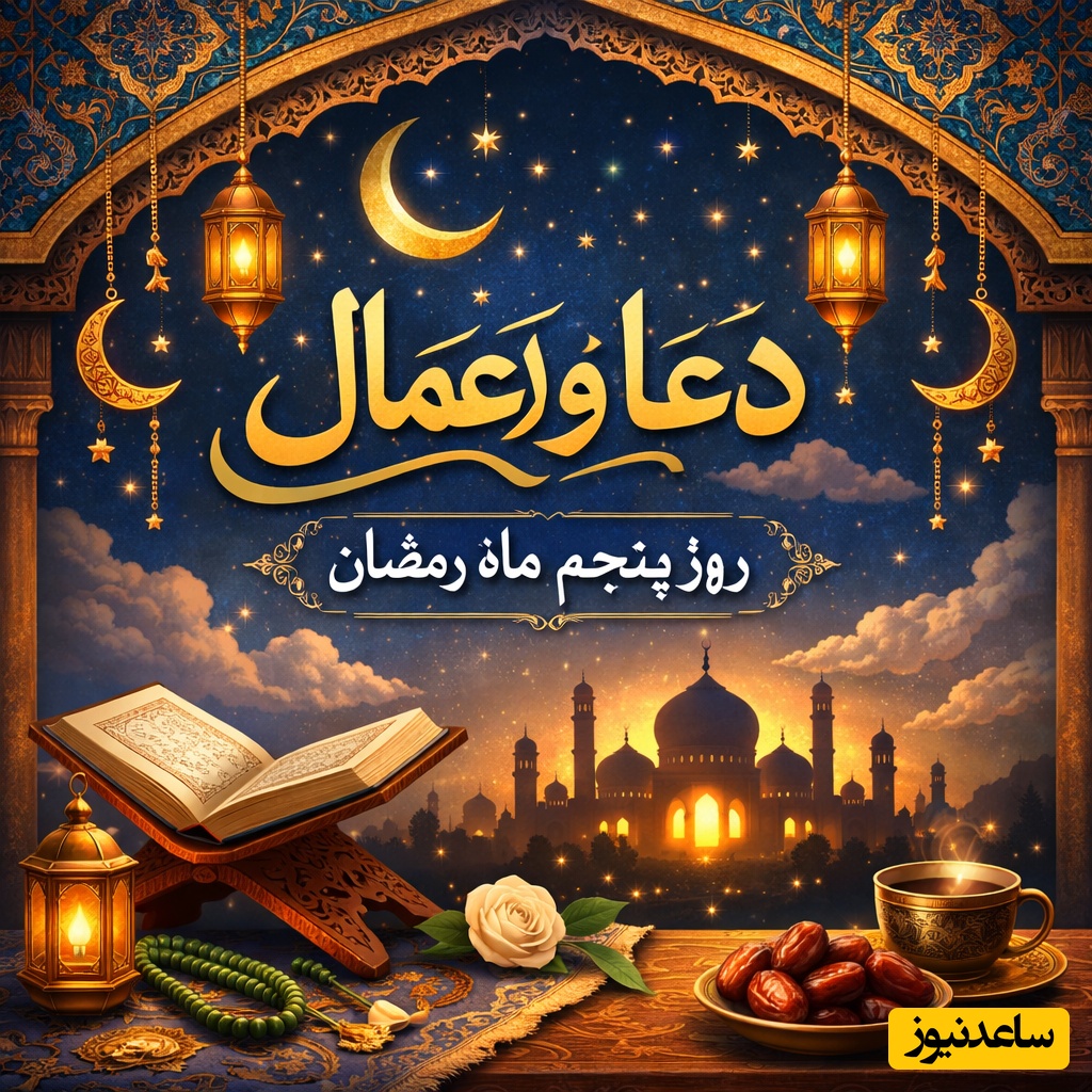 دعا و اعمال روز پنجم ماه رمضان +  تلاوت جزء 5 قرآن کریم با صدای معتز آقایی