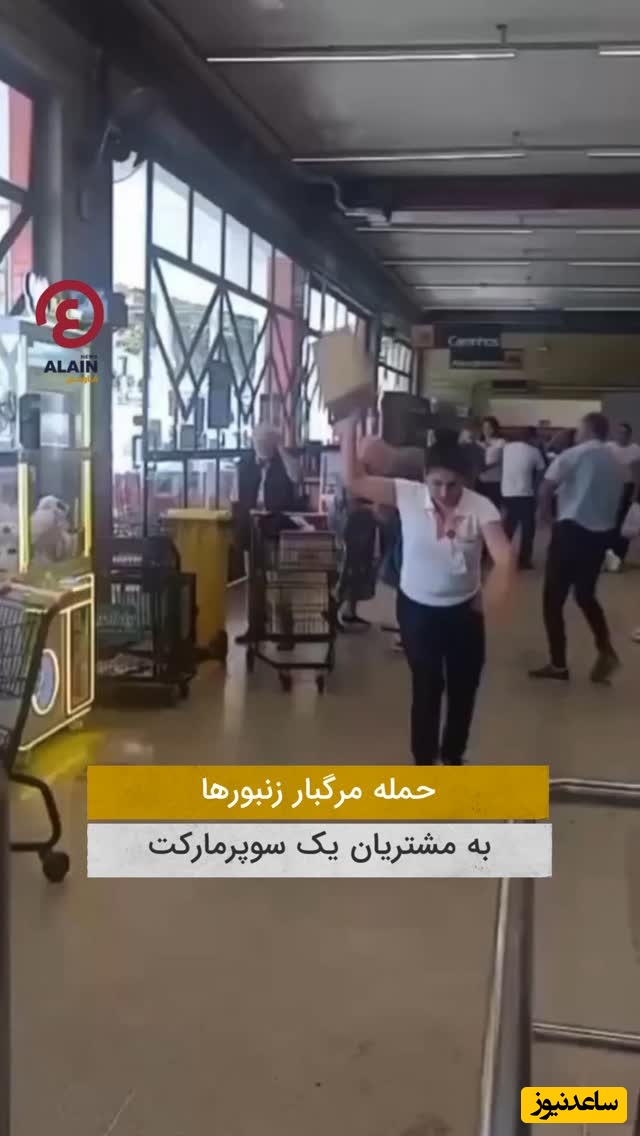 ببینید؛ لحظه وحشتناک حمله دسته عظیمی از زنبورها به یک سوپرمارکت که به مرگ یک مرد کشید