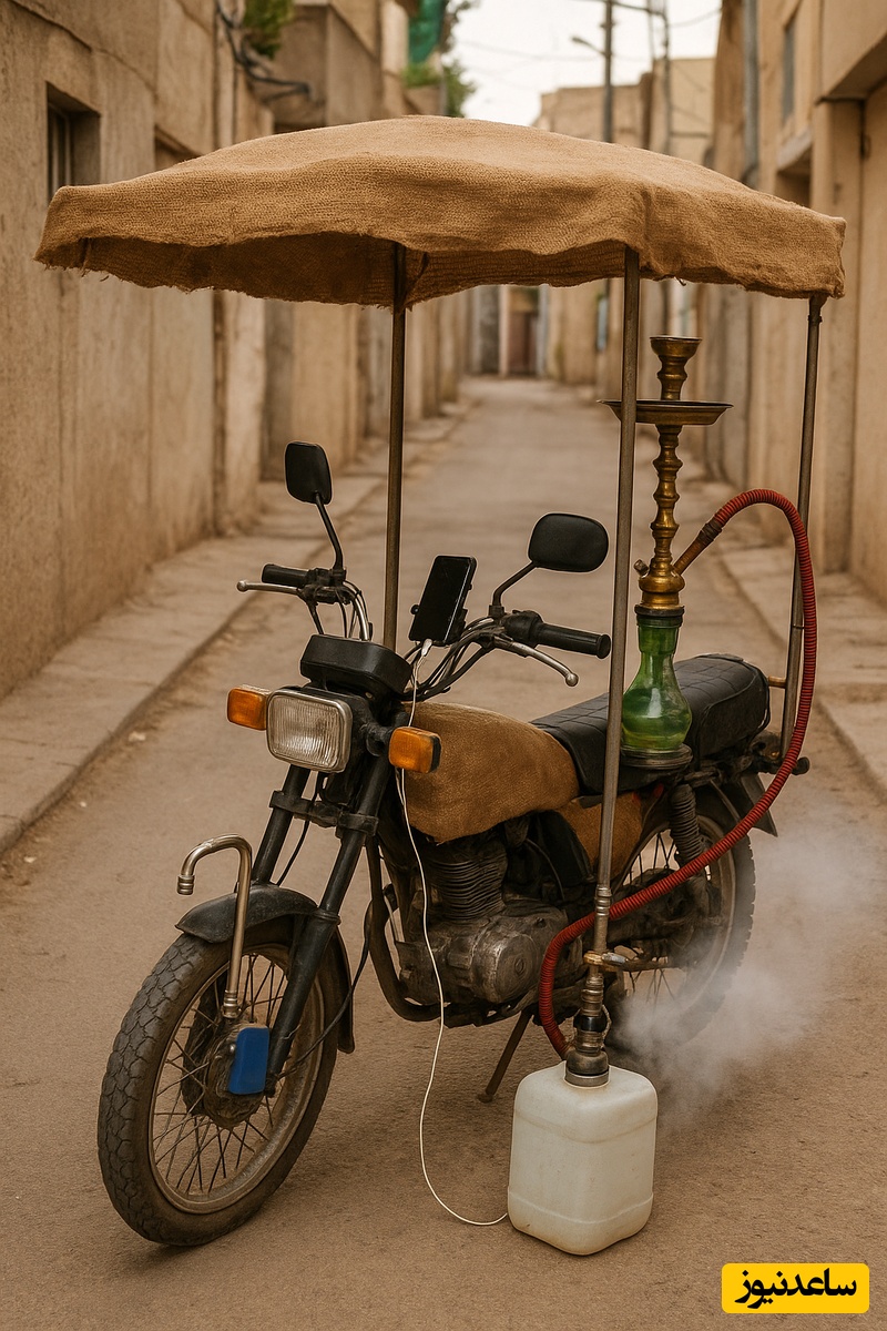 تبدیل موتور معمولی به موتوری با امکانات VIP توسط این کاسب خلاق؛ از قلیان سیار و شارژر موبایل تا شیرآب و مه‌پاش+ویدیو