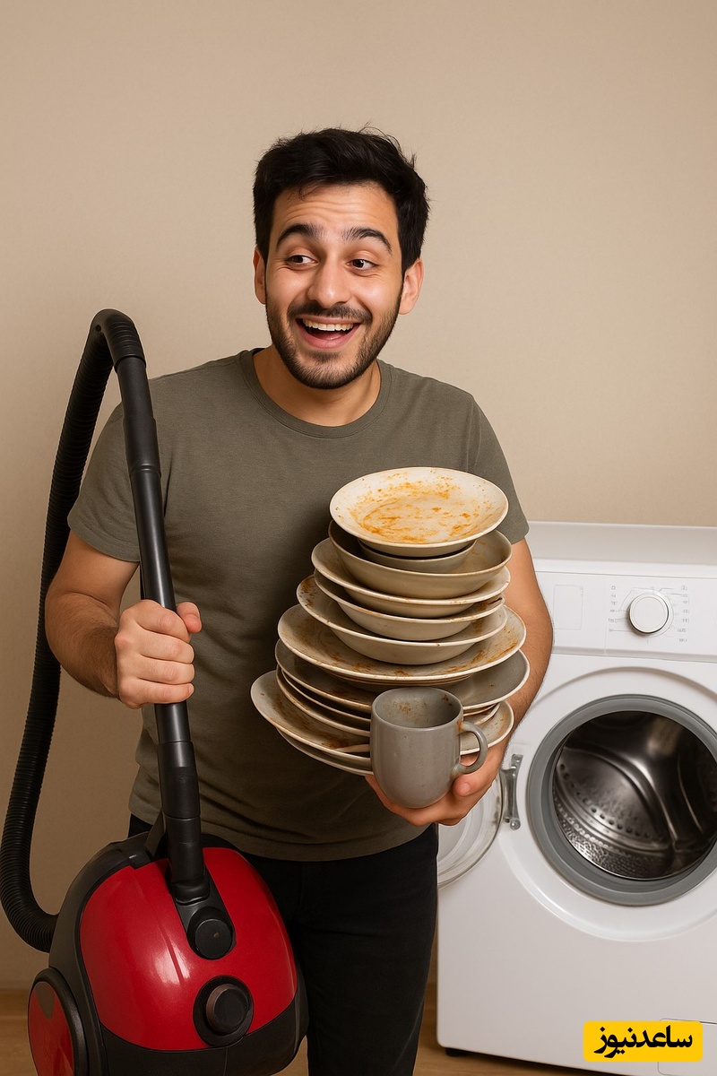 خلاقیت خنده‌دار دانشجوی تنبل ایرانی در شستن ظرف‌ها با تکنولوژی روز دنیا حماسه ساز شد/ هنر نزد ایرانیان است و بس