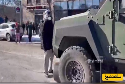 (فیلم) ترامپ برای برخورد با معترضان خودروهای جنگی را وارد خیابان‌های آمریکا کرد