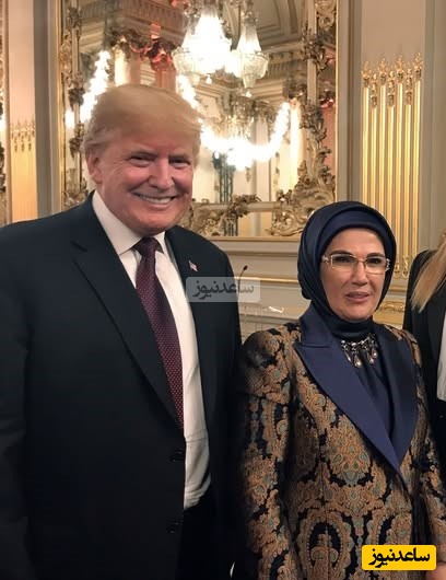 (ویدیو)‌ زن اردوغان جلوی ترامپ کم مانده بود چپ کند!/ خوب جمعش کرد...