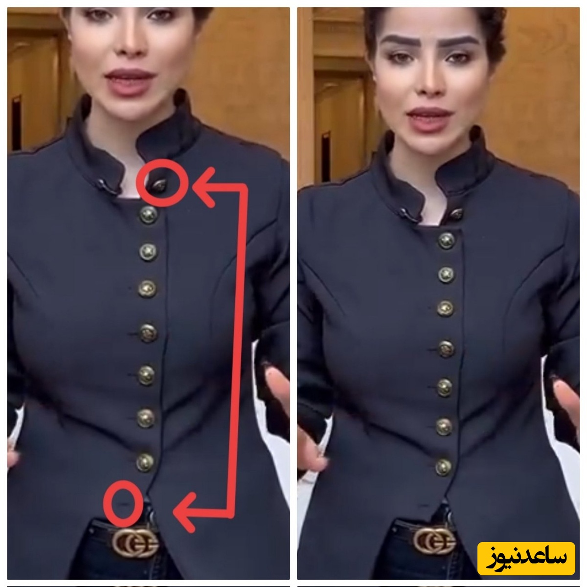 خبرنگار ایران اینترنشنال دکمه لباس را اشتباه بسته