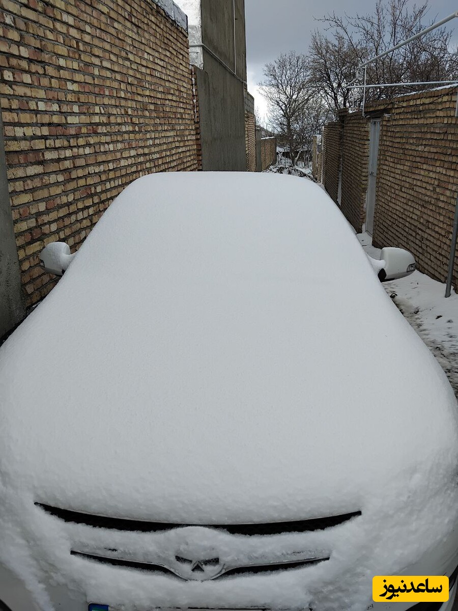 بارش برف در روستای  میاب ؛ شهرستان مرند