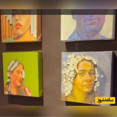 (فیلم) پوشاندن موی زنان در آثار هنری و نقاشی ها با چسب کاغذی در مشهد / پای بحث حجاب به هنرهای تجسمی کشیده شد